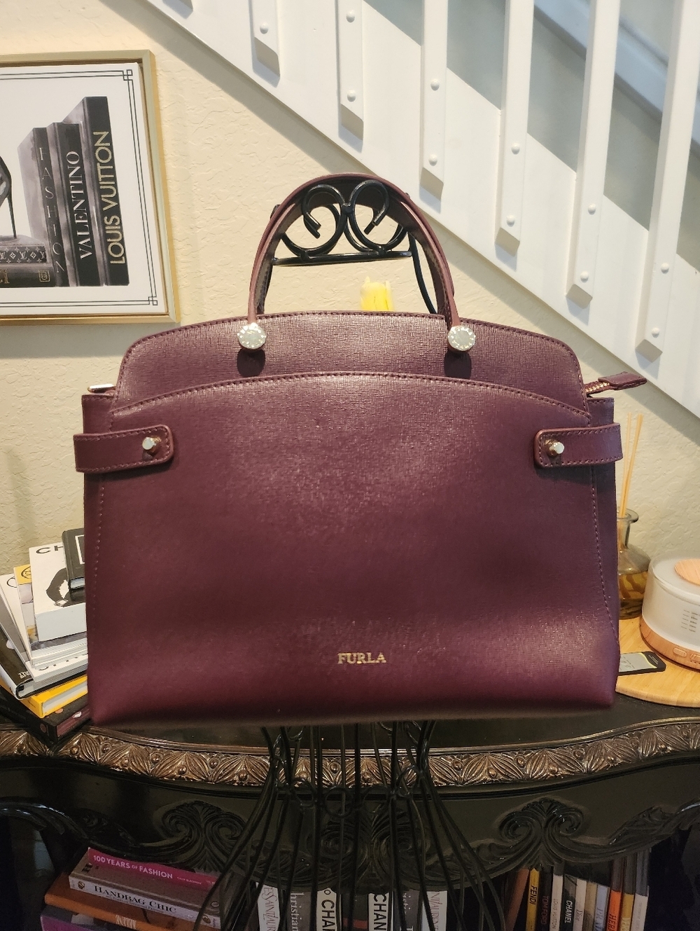 Furla Agata Saffiano Leather Satchel & dust bag NWOT